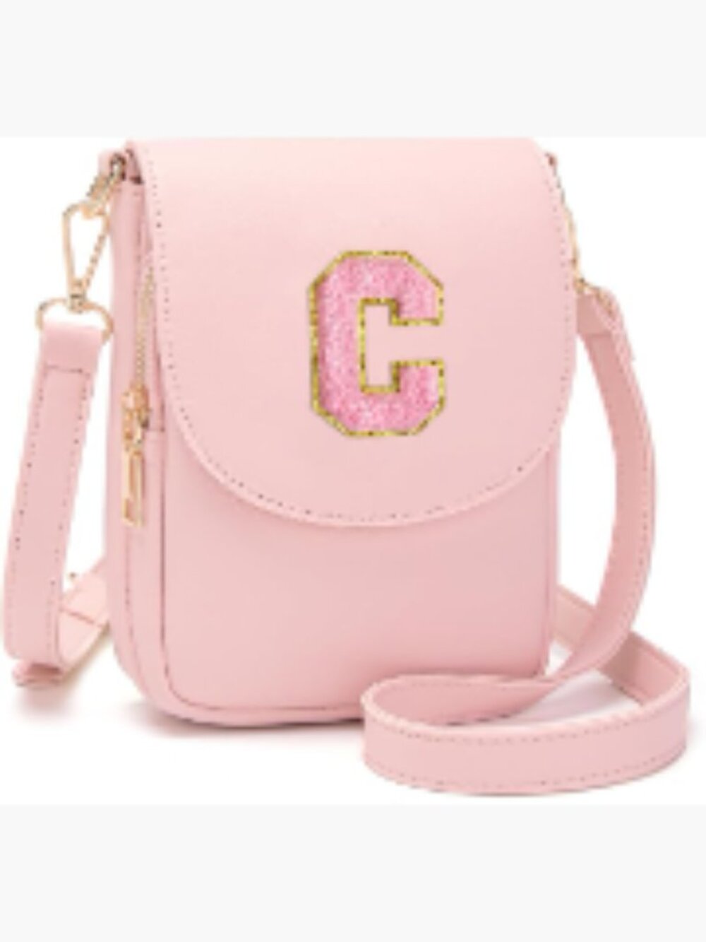 Small Crossbody Purse with Letter Embroidery Triple Compartment PU Leather Cell